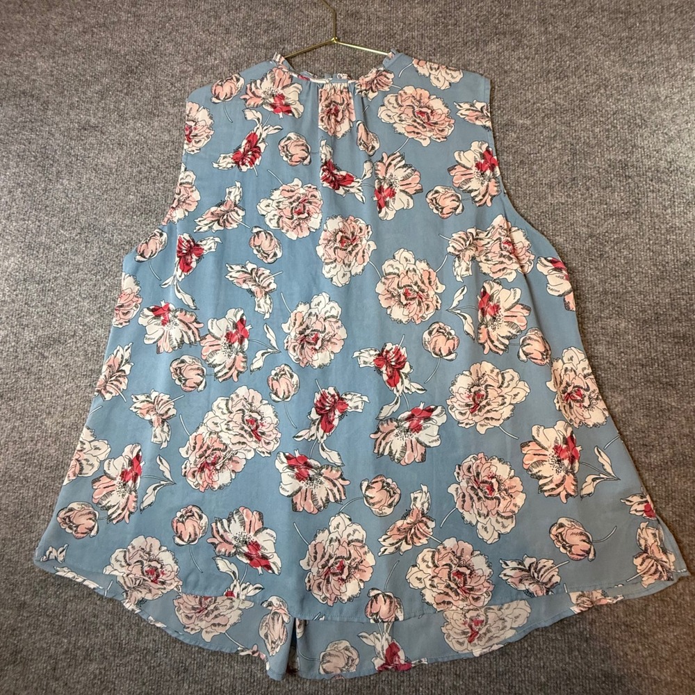 Daniel Rainn Blue Floral Pintuck Smocked Sleeveless Blouse DX17506PR1 - Picture 2 of 6